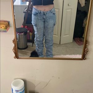 Light wash blue cargo jeans